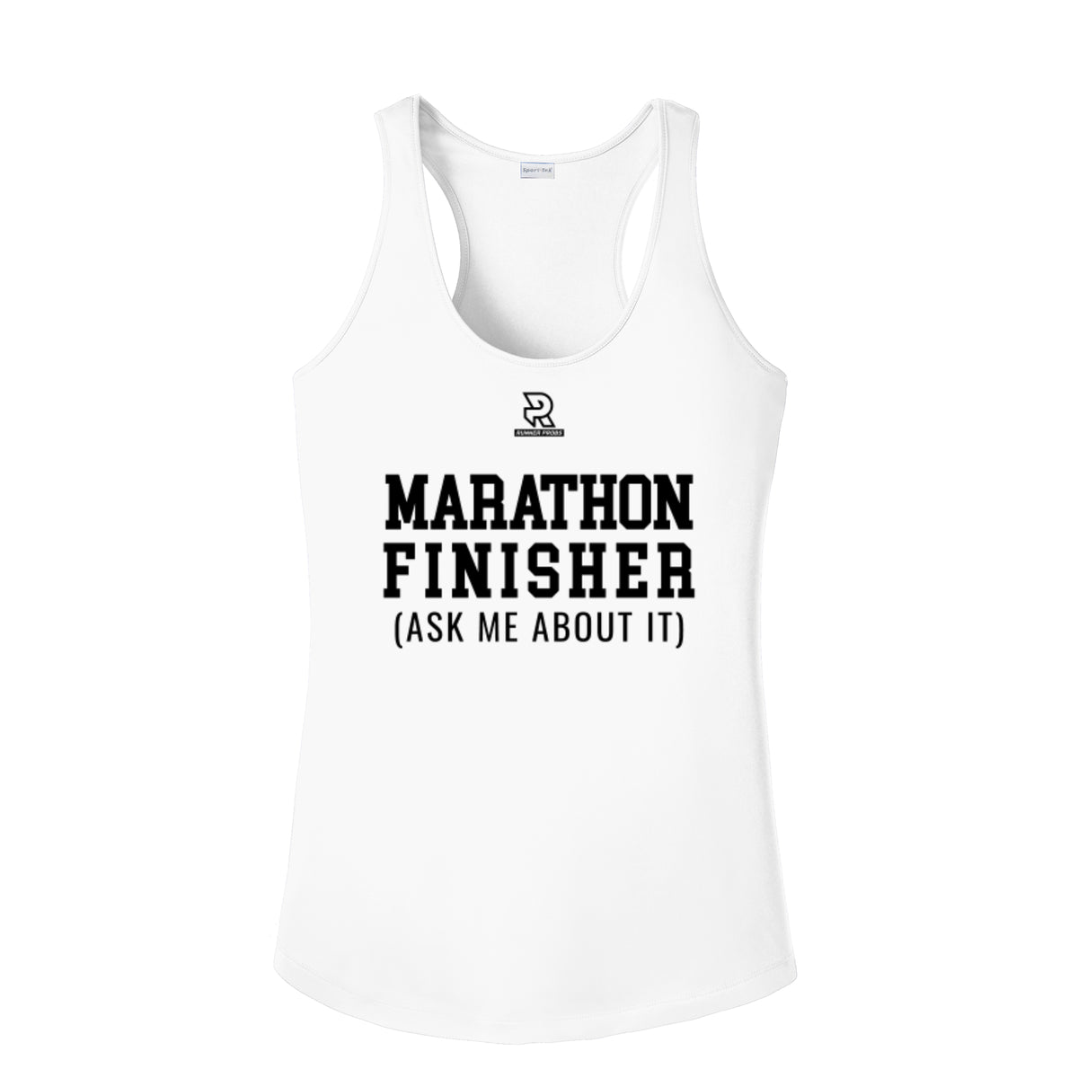 MARATHON FINISHER (Black) - Womens Competitor Racerback Tank