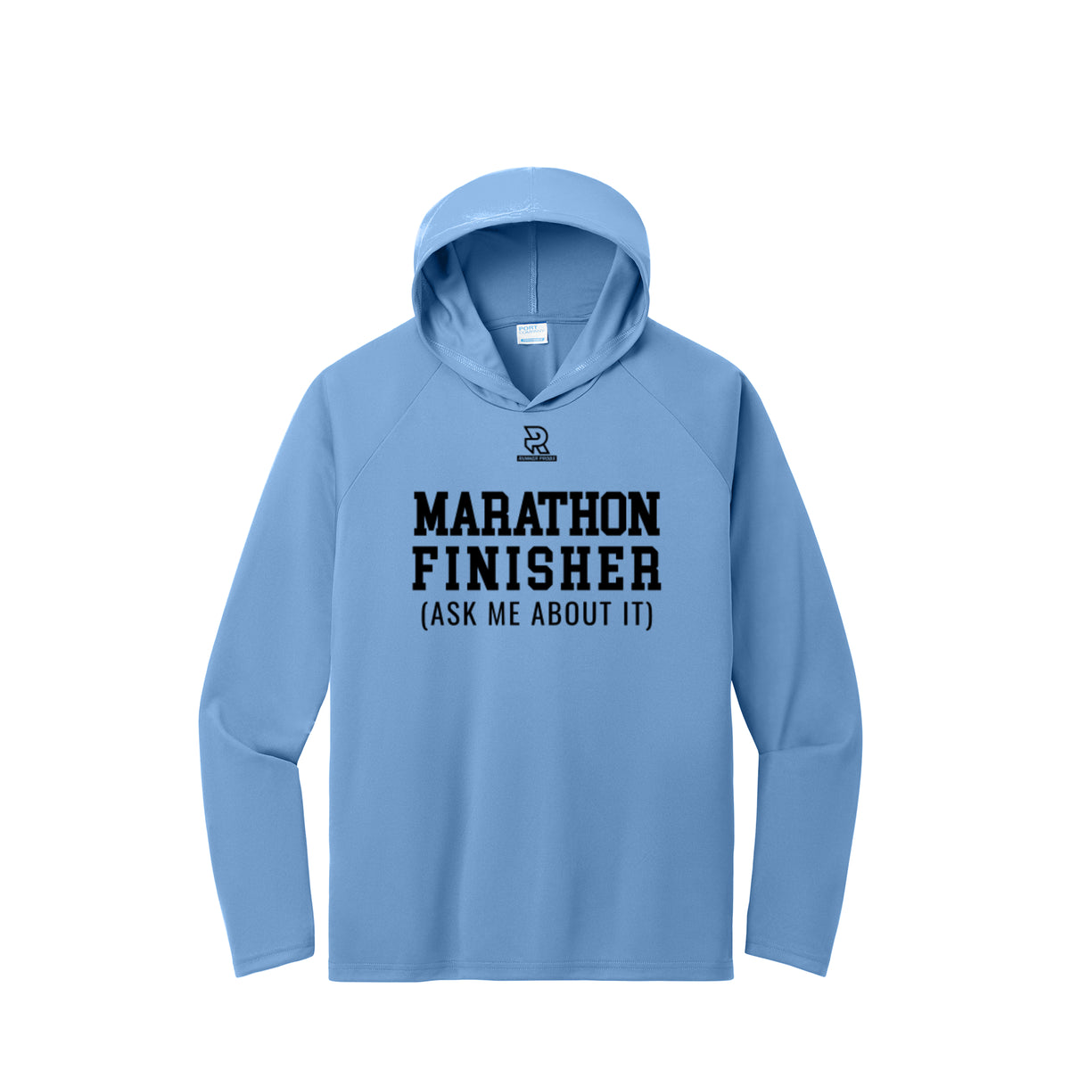MARATHON FINISHER (Black) - Long Sleeve Hooded Performance Tee