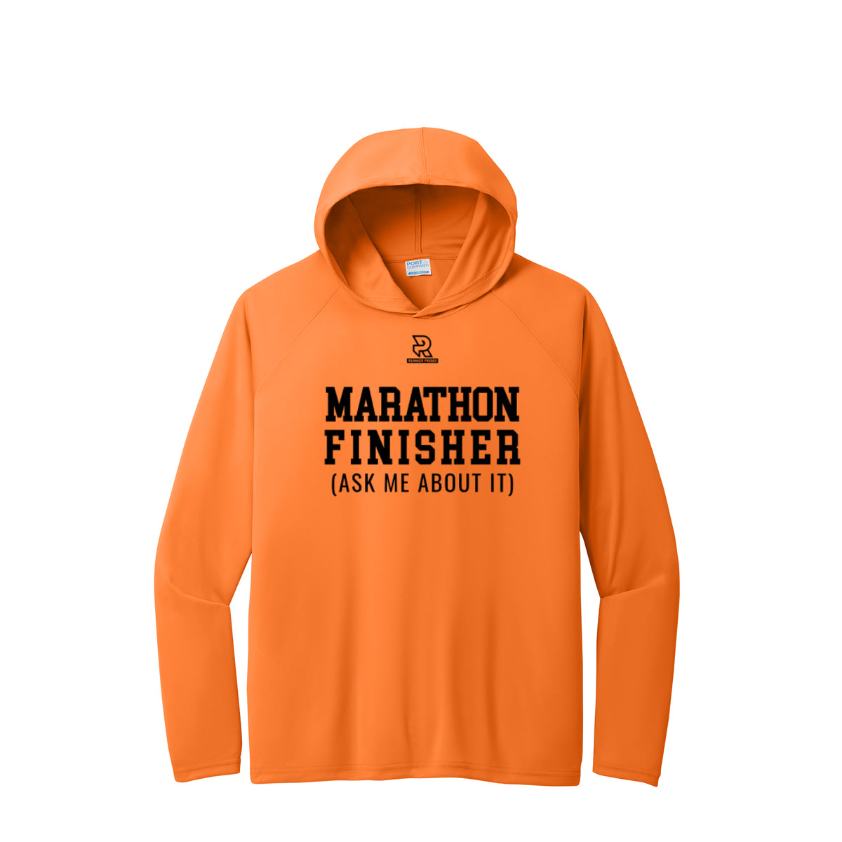 MARATHON FINISHER (Black) - Long Sleeve Hooded Performance Tee