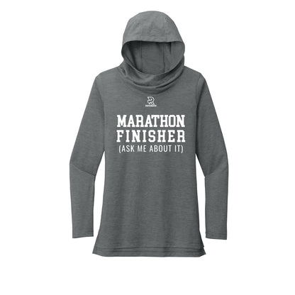 MARATHON FINISHER (White) - Womens Tri-Blend Long Sleeve Hoodie