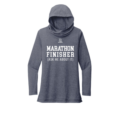 MARATHON FINISHER (White) - Womens Tri-Blend Long Sleeve Hoodie