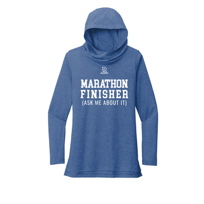 MARATHON FINISHER (White) - Womens Tri-Blend Long Sleeve Hoodie