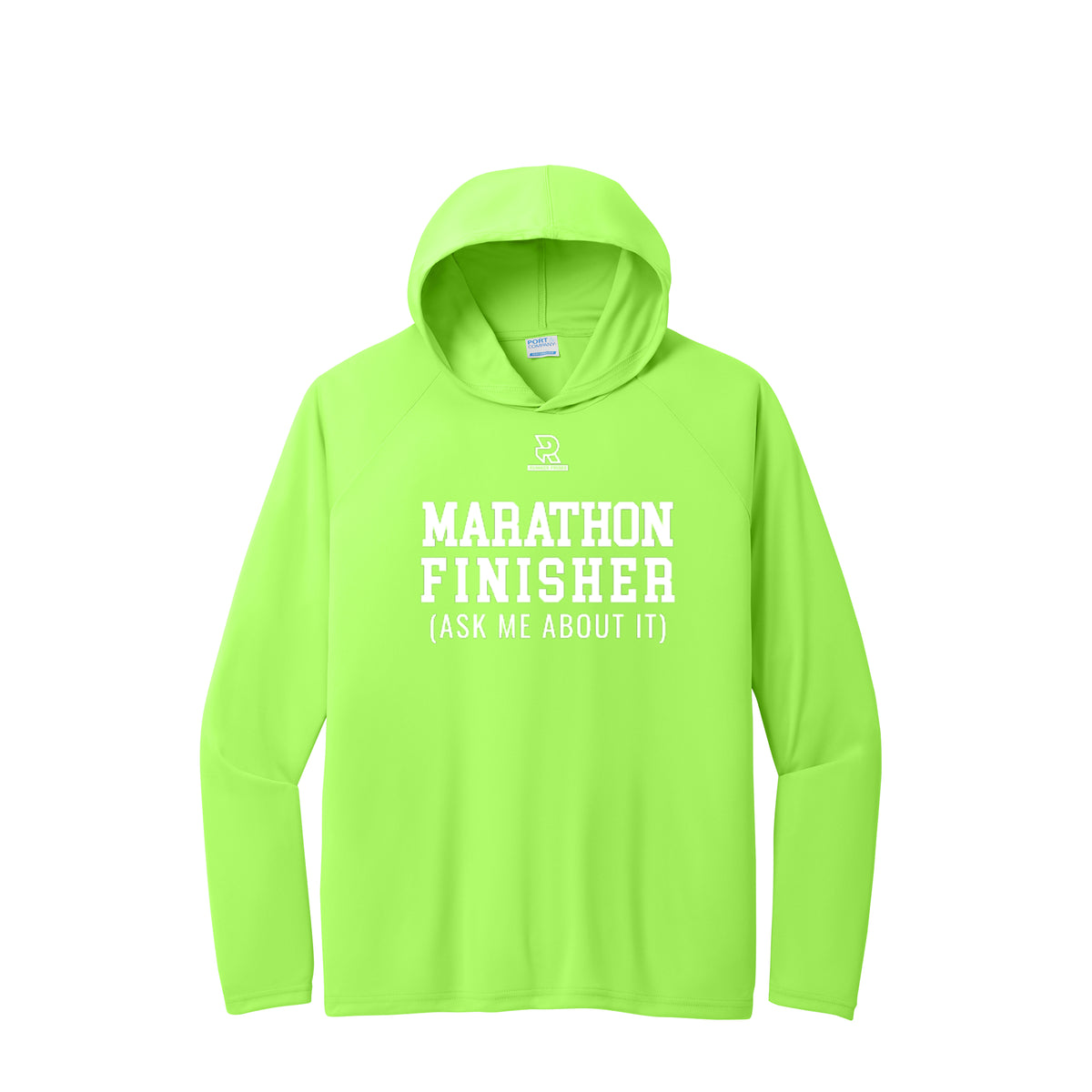 MARATHON FINISHER (White) - Long Sleeve Hooded Performance Tee