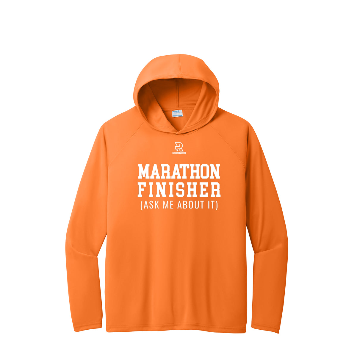 MARATHON FINISHER (White) - Long Sleeve Hooded Performance Tee