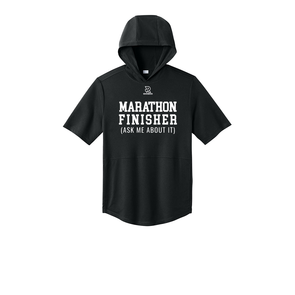 MARATHON FINISHER (White) - Short Sleeve Performance Hoodie