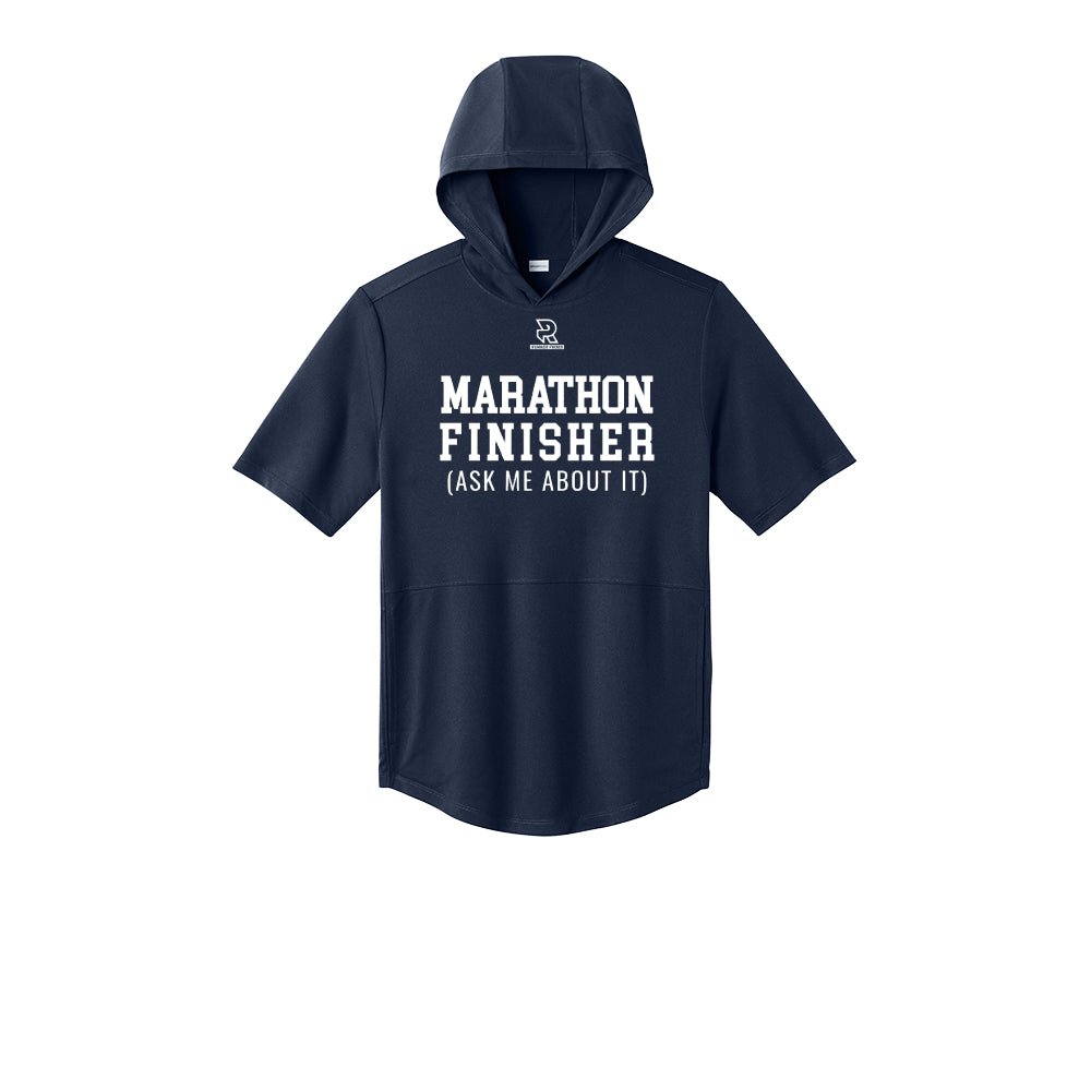 MARATHON FINISHER (White) - Short Sleeve Performance Hoodie