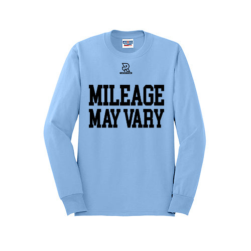 MILEAGE MAY VARY (Black) - Long Sleeve 50/50 Tee