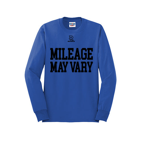 MILEAGE MAY VARY (Black) - Long Sleeve 50/50 Tee