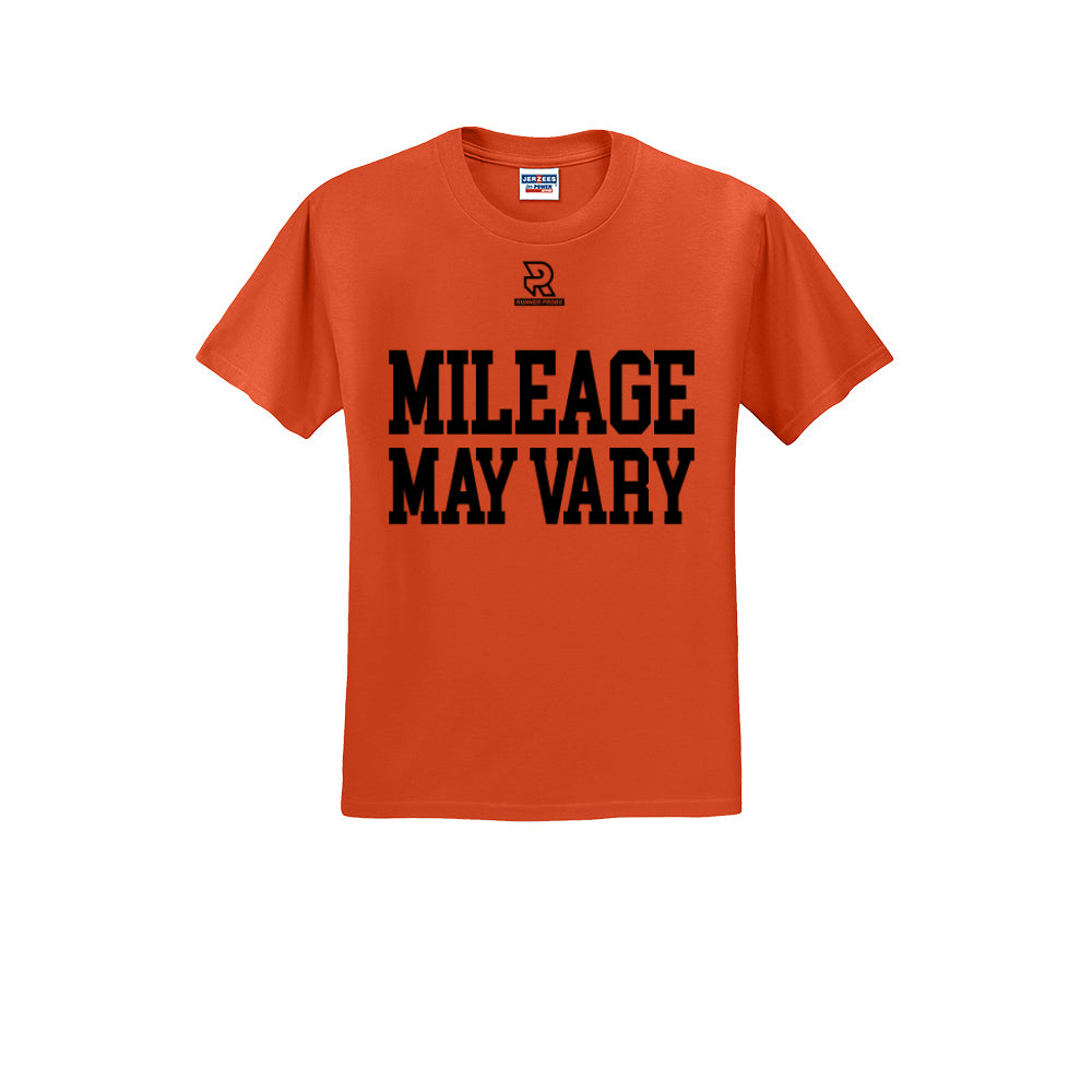 MILEAGE MAY VARY (Black) - Short Sleeve 50/50 Tee