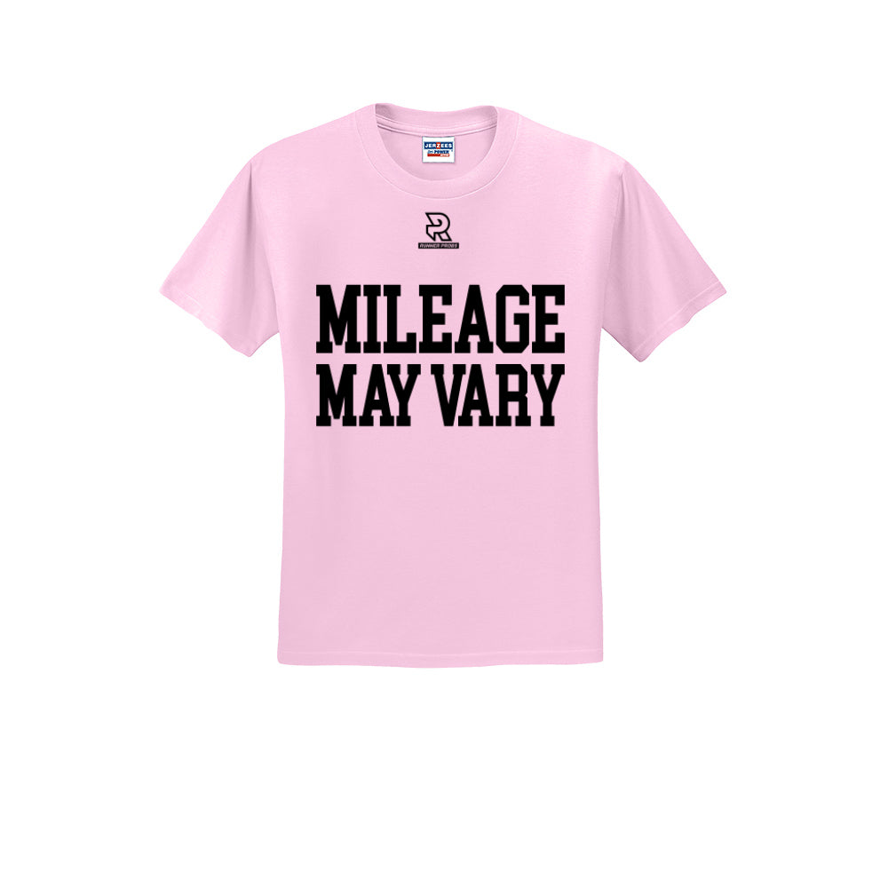 MILEAGE MAY VARY (Black) - Short Sleeve 50/50 Tee