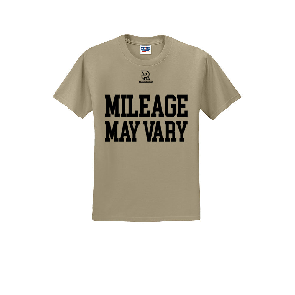 MILEAGE MAY VARY (Black) - Short Sleeve 50/50 Tee