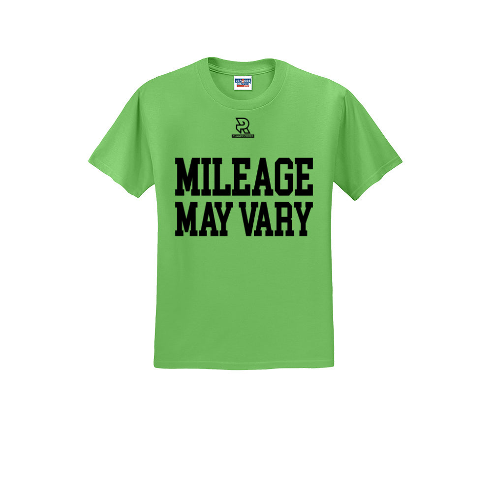 MILEAGE MAY VARY (Black) - Short Sleeve 50/50 Tee