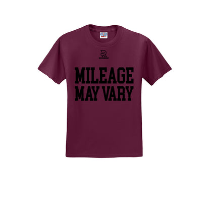 MILEAGE MAY VARY (Black) - Short Sleeve 50/50 Tee