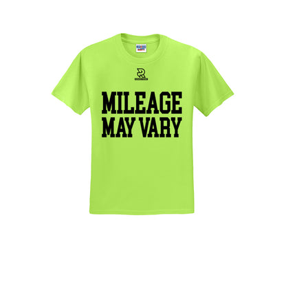 MILEAGE MAY VARY (White) - Short Sleeve Cotton Tee