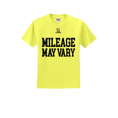 MILEAGE MAY VARY (Black) - Short Sleeve 50/50 Tee