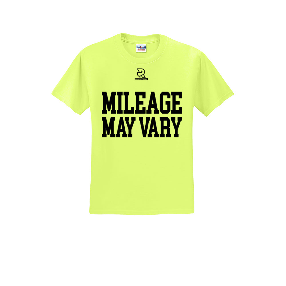 MILEAGE MAY VARY (Black) - Short Sleeve 50/50 Tee