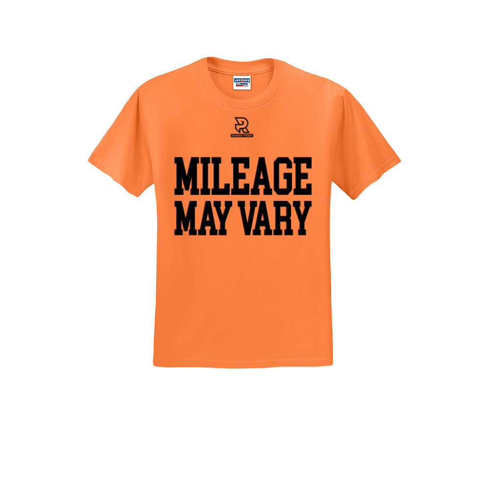 MILEAGE MAY VARY (Black) - Short Sleeve 50/50 Tee