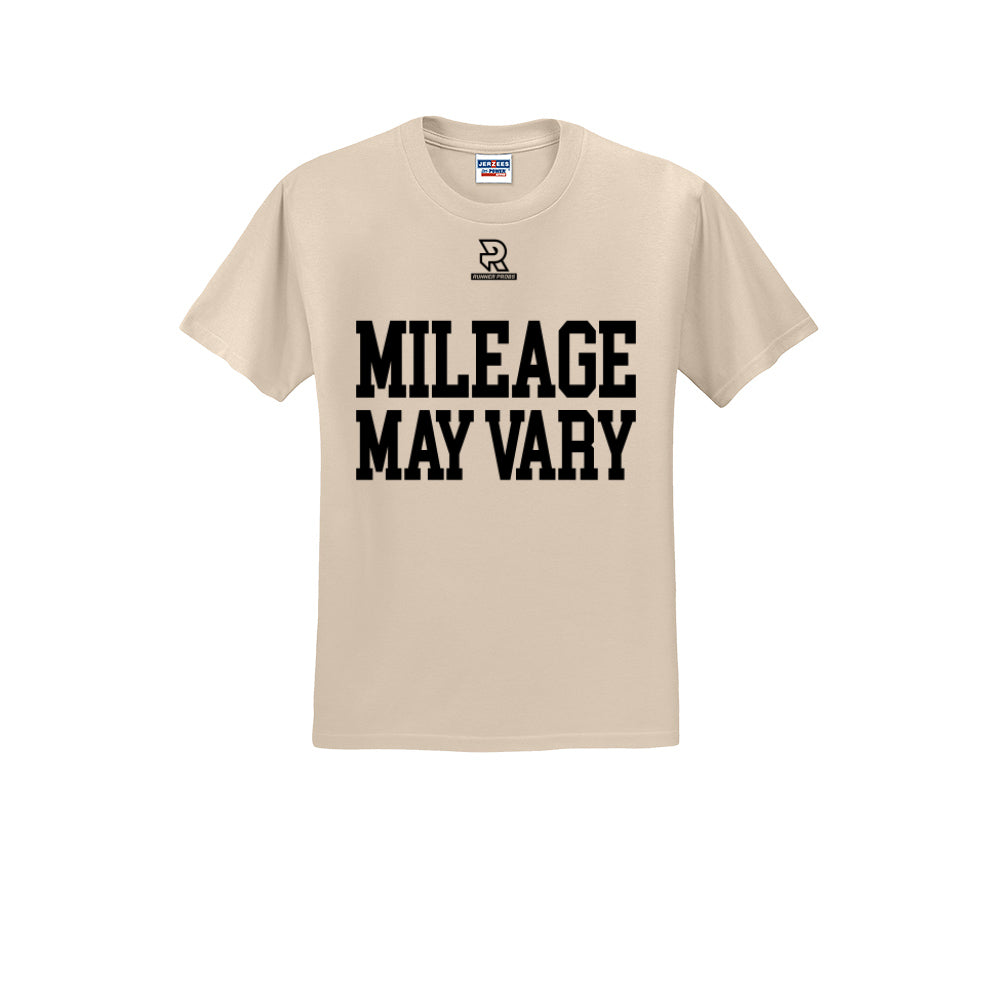MILEAGE MAY VARY (Black) - Short Sleeve 50/50 Tee