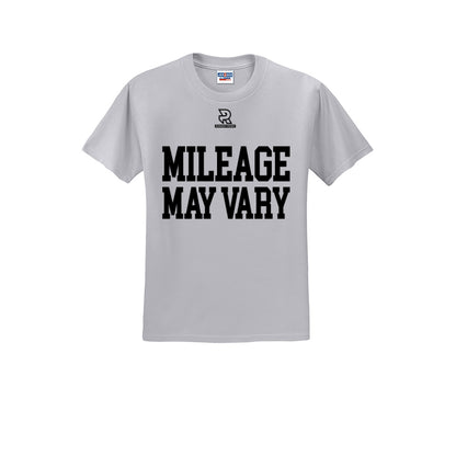 MILEAGE MAY VARY (Black) - Short Sleeve 50/50 Tee
