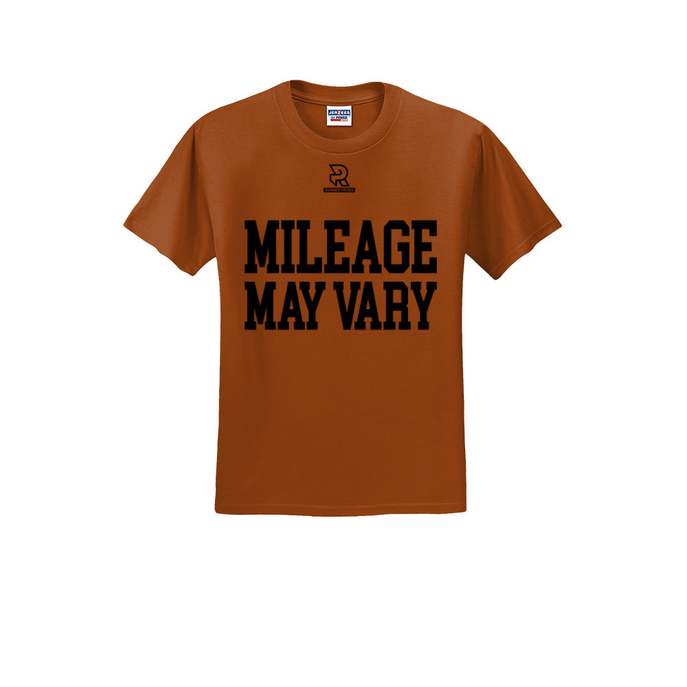 MILEAGE MAY VARY (Black) - Short Sleeve 50/50 Tee