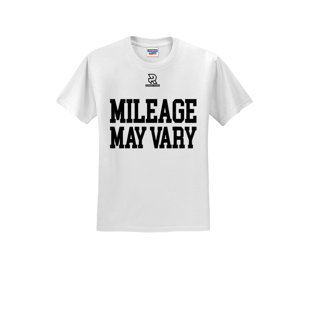 MILEAGE MAY VARY (Black) - Short Sleeve 50/50 Tee