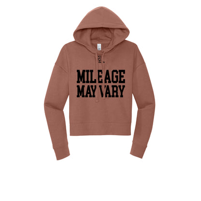 MILEAGE MAY VARY (Black) - Womens Fleece Hoodie