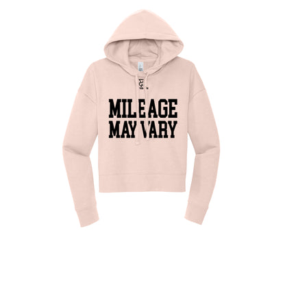 MILEAGE MAY VARY (Black) - Womens Fleece Hoodie