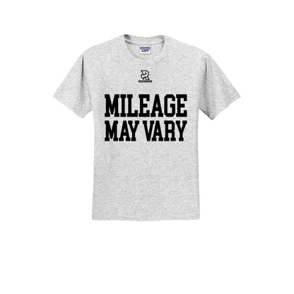 MILEAGE MAY VARY (Black) - Short Sleeve Cotton Tee