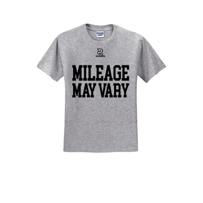 MILEAGE MAY VARY (Black) - Short Sleeve Cotton Tee