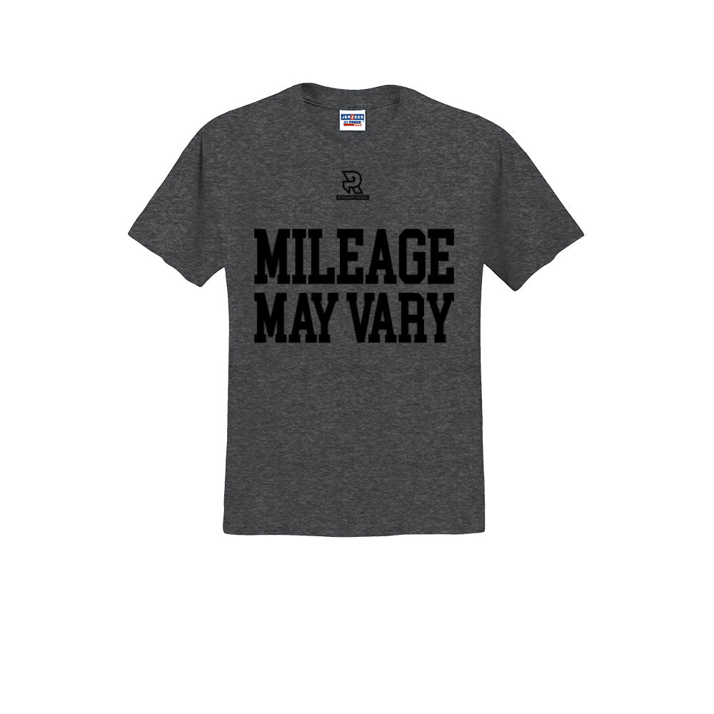 MILEAGE MAY VARY (Black) - Short Sleeve Cotton Tee
