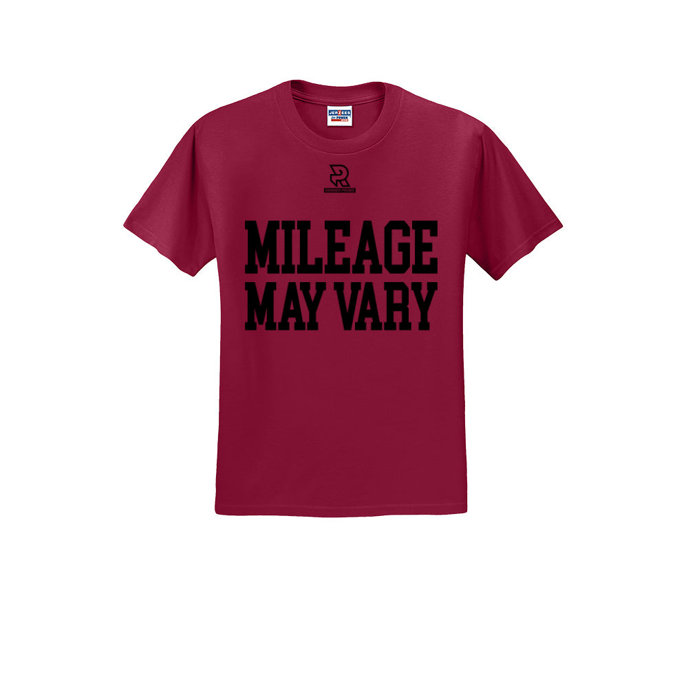 MILEAGE MAY VARY (Black) - Short Sleeve Cotton Tee