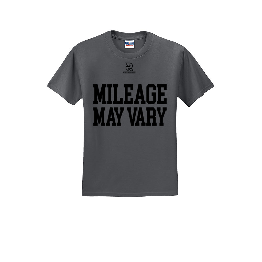 MILEAGE MAY VARY (Black) - Short Sleeve Cotton Tee