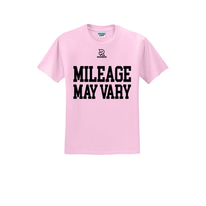 MILEAGE MAY VARY (Black) - Short Sleeve Cotton Tee