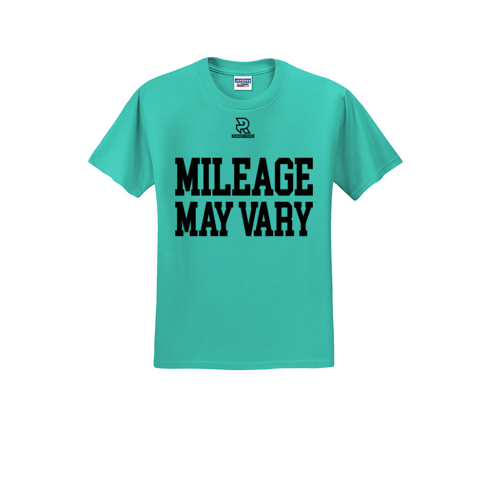 MILEAGE MAY VARY (Black) - Short Sleeve Cotton Tee
