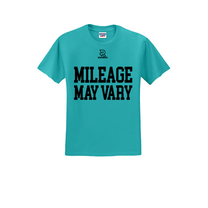 MILEAGE MAY VARY (Black) - Short Sleeve Cotton Tee