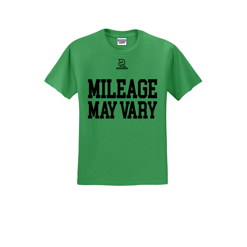 MILEAGE MAY VARY (Black) - Short Sleeve Cotton Tee