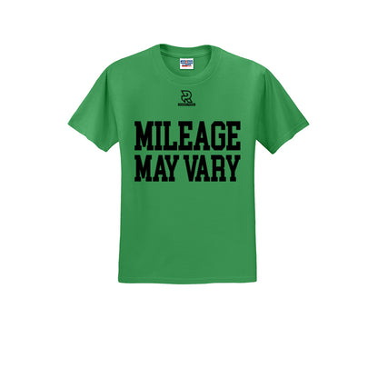 MILEAGE MAY VARY (Black) - Short Sleeve Cotton Tee
