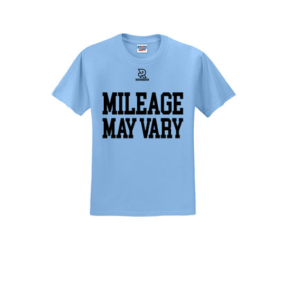 MILEAGE MAY VARY (Black) - Short Sleeve Cotton Tee