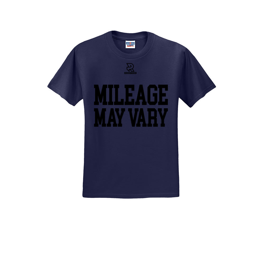 MILEAGE MAY VARY (Black) - Short Sleeve Cotton Tee