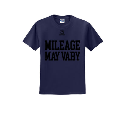 MILEAGE MAY VARY (Black) - Short Sleeve Cotton Tee