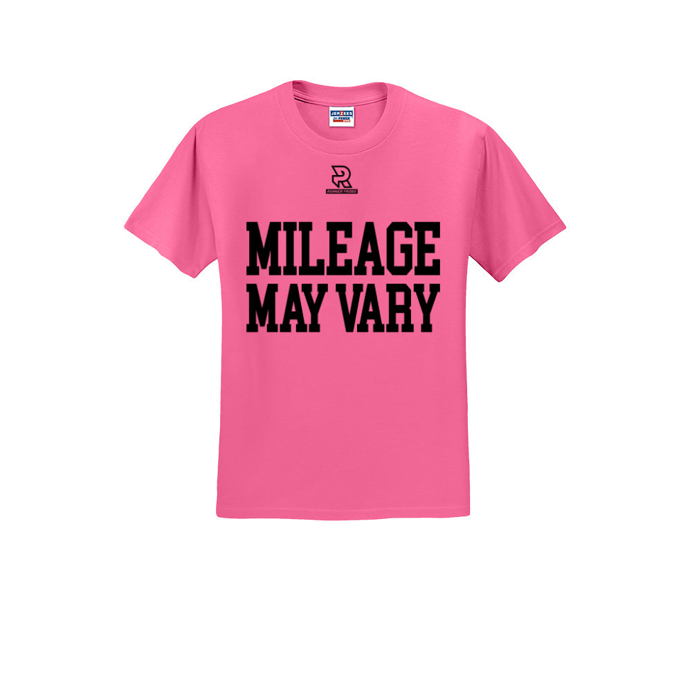 MILEAGE MAY VARY (Black) - Short Sleeve Cotton Tee