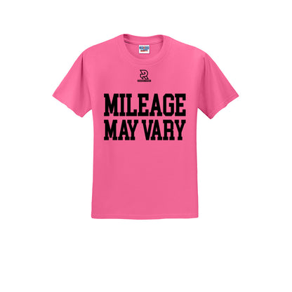 MILEAGE MAY VARY (Black) - Short Sleeve Cotton Tee