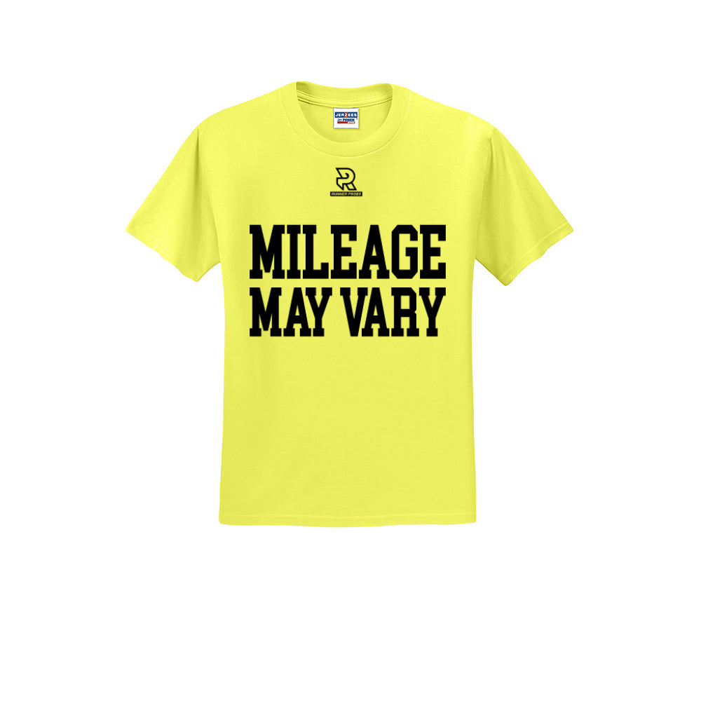 MILEAGE MAY VARY (Black) - Short Sleeve Cotton Tee