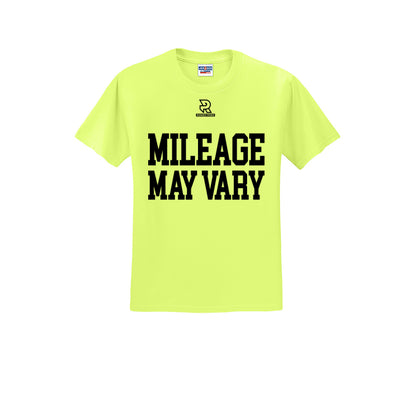 MILEAGE MAY VARY (Black) - Short Sleeve Cotton Tee