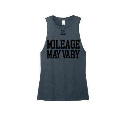 MILEAGE MAY VARY (Black) - Womens Perfect Tri Muscle Tank