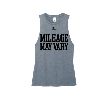 MILEAGE MAY VARY (Black) - Womens Perfect Tri Muscle Tank