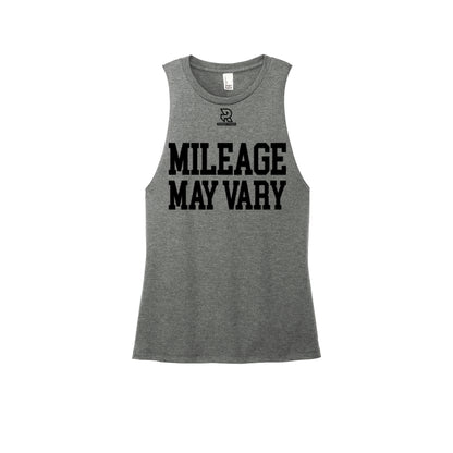 MILEAGE MAY VARY (Black) - Womens Perfect Tri Muscle Tank
