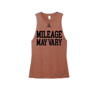 MILEAGE MAY VARY (Black) - Womens Perfect Tri Muscle Tank