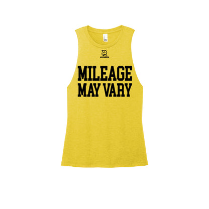 MILEAGE MAY VARY (Black) - Womens Perfect Tri Muscle Tank