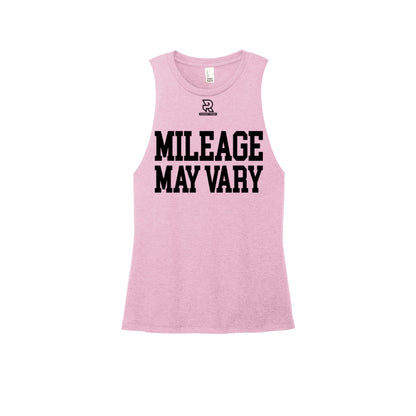 MILEAGE MAY VARY (Black) - Womens Perfect Tri Muscle Tank
